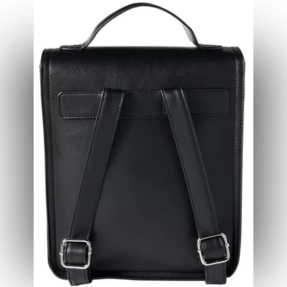 Wednesday Nevermore Black Leather Backpack Halloween Cosplay
